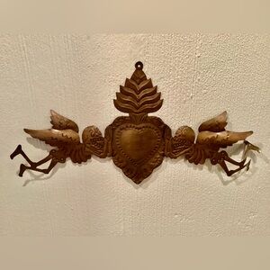 Day Of The Dead Dia de los Muertos copper sacred heart skeleton wall art hanging